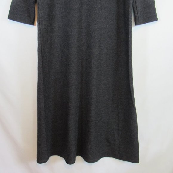 Eileen Fisher Charcoal Gray 3/4 Sleeves Long Wool Maxi Dress - Picture 8 of 8